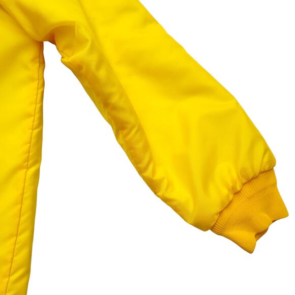 Vintage PIAA Official Yellow Nylon Jacket Shearling Lined Football P.I.A.A. Sz L - Picture 3 of 12